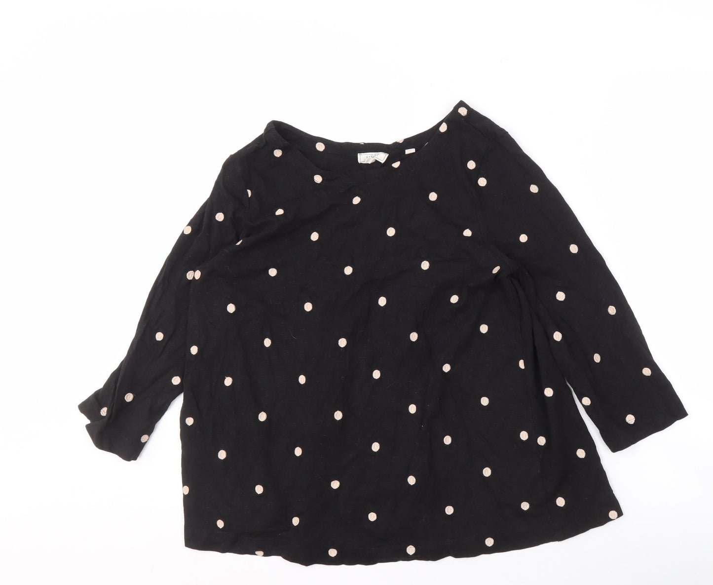 Fat Face Women's Black Polka Dot Boat Neck Top Size 12