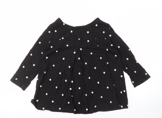 Fat Face Women's Black Polka Dot Boat Neck Top Size 12