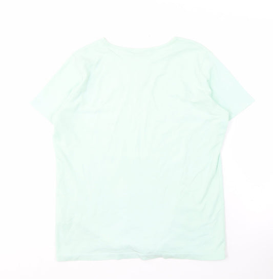 EWM Women's Green Cotton T-Shirt M Regular Fit