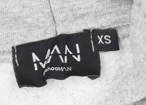 Close-up detail of boohooMAN Men's Grey NASA Pullover Hoodie XS