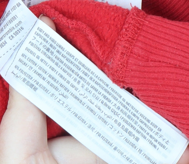 Hollister Men's Red Hoodie Medium Pullover with Logo