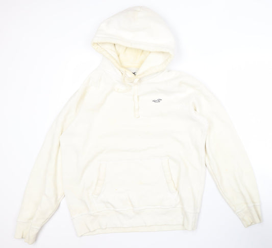 Hollister Men’s White Pullover Hoodie Size L