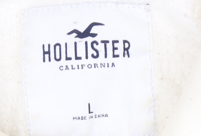Hollister Men’s White Pullover Hoodie Size L