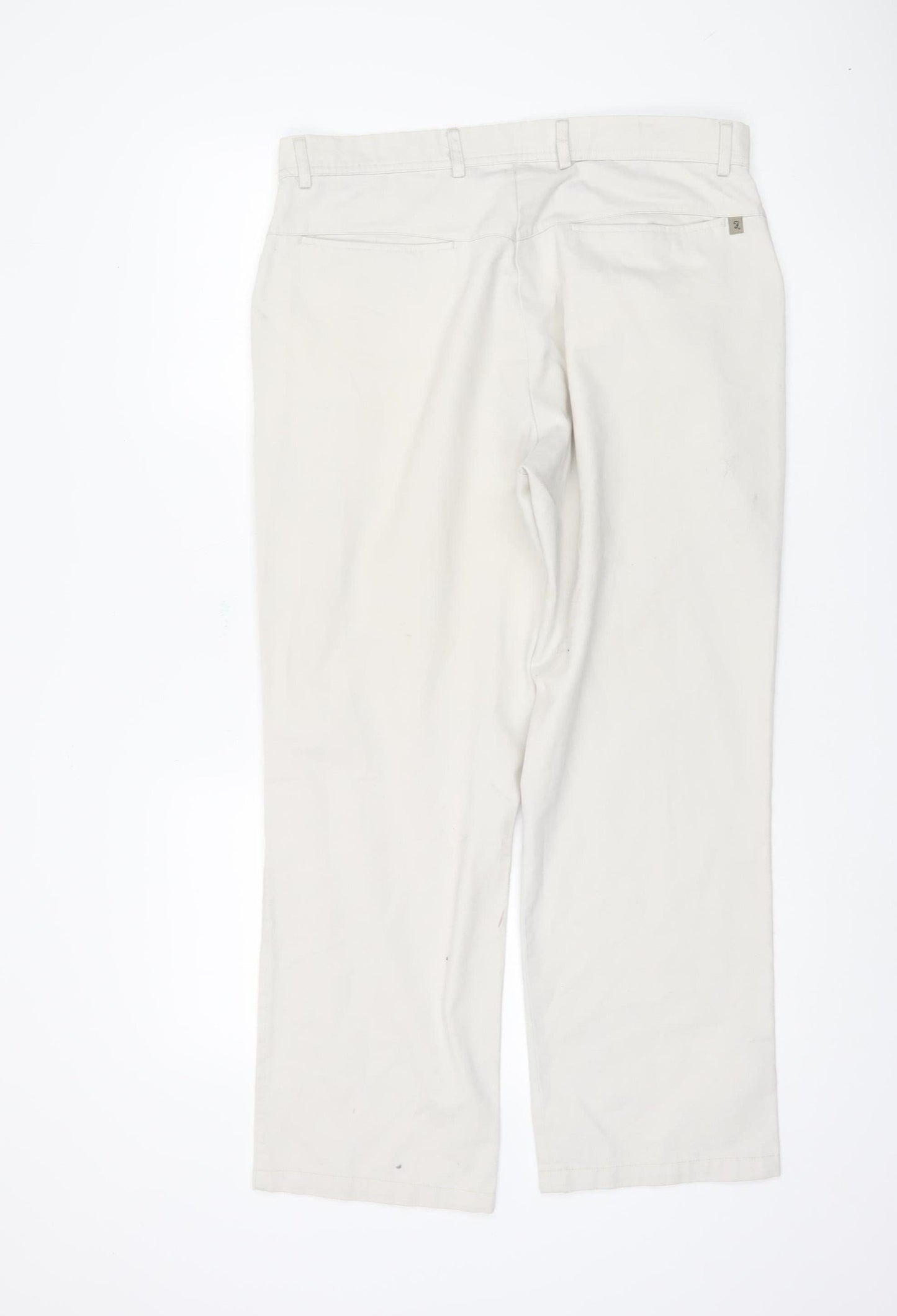 Farah Men's Ivory Regular Fit Trousers, Size 34