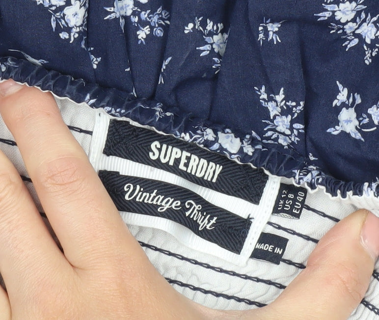 Superdry Women's Blue Floral A-Line Dress Size 12