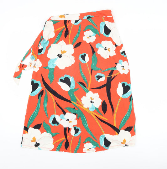 Rachel Zoe Women's Orange Wrap Skirt Floral S