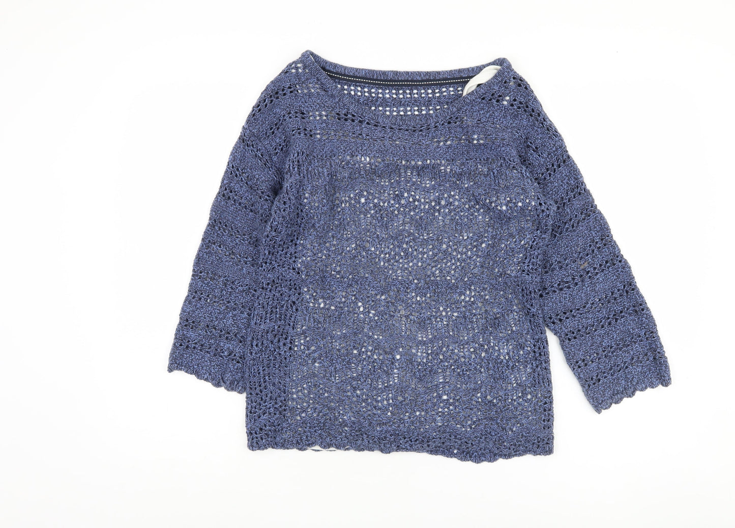 Fat Face Women's Blue Open-Knit Jumper Size 8