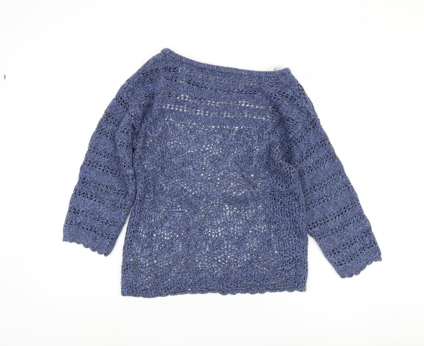 Fat Face Women's Blue Open-Knit Jumper Size 8