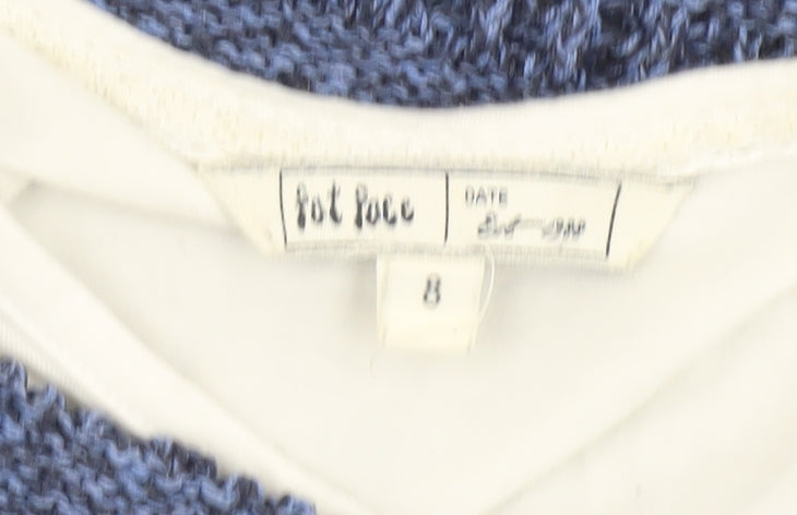 Fat Face Women's Blue Open-Knit Jumper Size 8