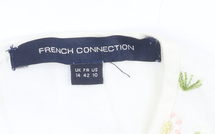 Brand and care label for French Connection Women's Ivory Floral Top, size 14