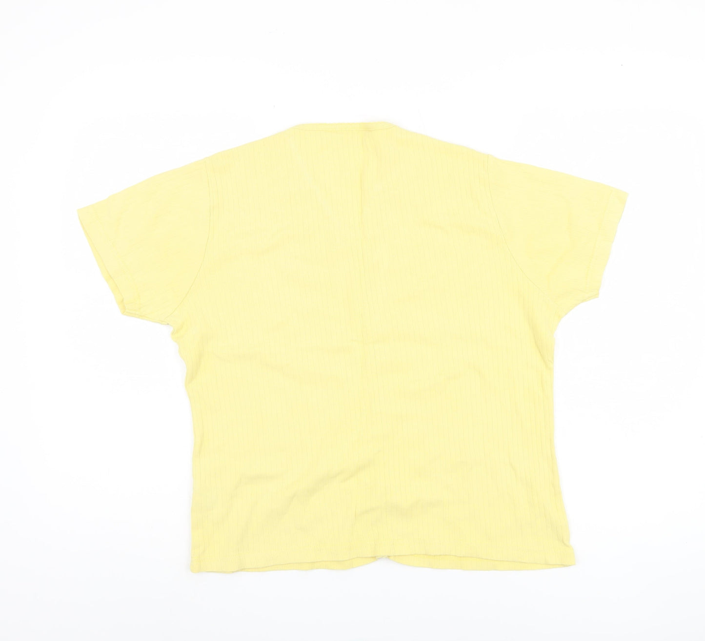 EWM Women's Yellow V-Neck Button-Up Top, Size 14
