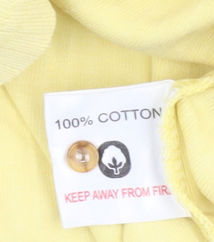 EWM Women's Yellow V-Neck Button-Up Top, Size 14