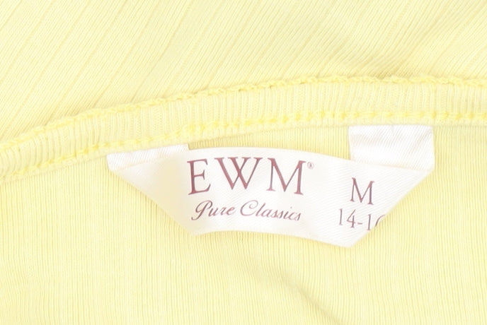 EWM Women's Yellow V-Neck Button-Up Top, Size 14