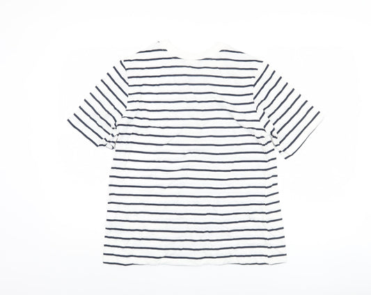 Crew Clothing Women's White Striped T-Shirt, Size 12, Casual