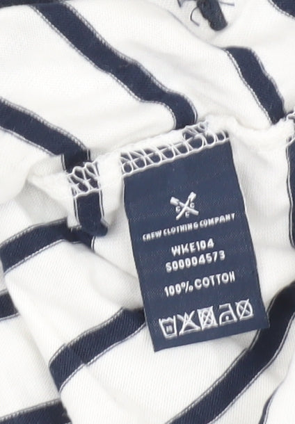 Crew Clothing Women's White Striped T-Shirt, Size 12, Casual