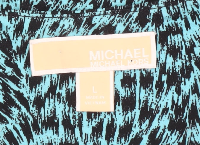 Brand and care label for Michael Kors Women's Blue Animal Print Tank