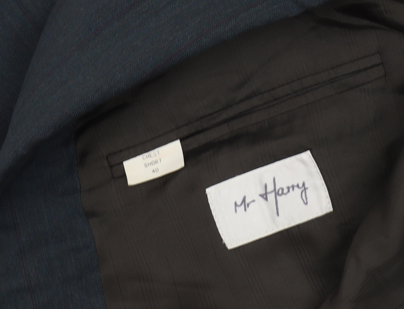 Close-up detail of Mr Harry Men's Blue Double-Breasted Blazer, 40 Short