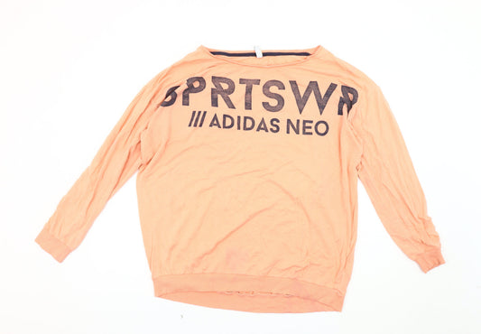 Womens UK L Relaxed adidas Orange Pullover Sweatshirt