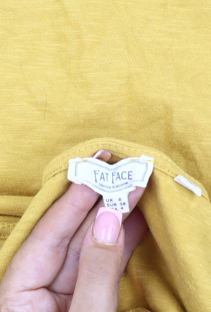 Fat Face Women's Yellow Blouse UK 8, Long Sleeve, Cotton/Linen