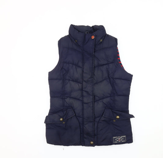 Womens UK Size 8 Regular Joules Blue Polyamide Waistcoat