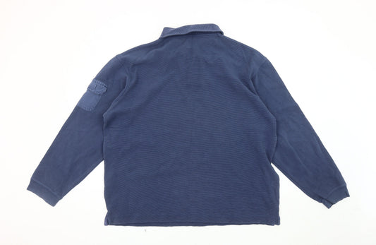 GAP Men's Blue Collared Pullover Sweatshirt L