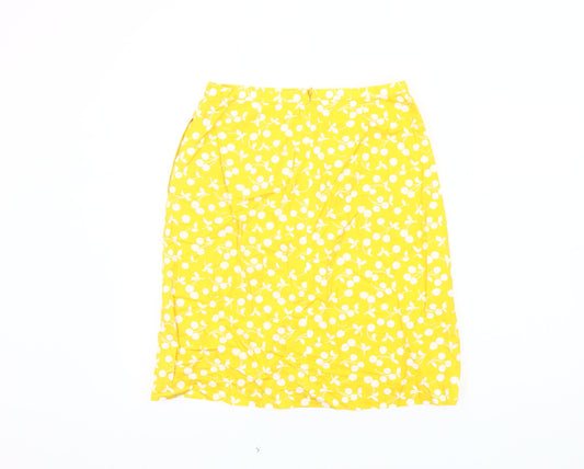Boden Women's Yellow Floral Pencil Skirt Size 10