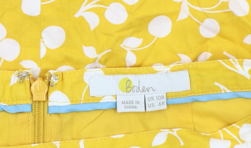 Boden Women's Yellow Floral Pencil Skirt Size 10
