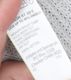 Marks and Spencer Women's Grey Knit Open Front Cardigan, Size 12