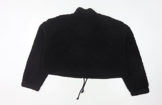 Topshop Women's Black Fleece Pullover - Size 14
