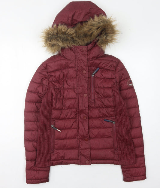 Superdry Women's Red Puffer Jacket L, Winter Coat