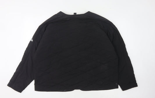 Adidas Women's Black Quilted Jacket, Size 20-22, Casual Zip Coat