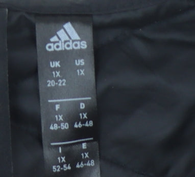 Adidas Women's Black Quilted Jacket, Size 20-22, Casual Zip Coat