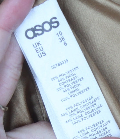 Close-up detail of ASOS Women's Beige Wool Overcoat UK 10 Petite