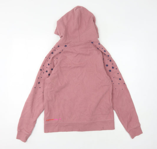 White Stuff Women's Pink Star Print Full Zip Hoodie Size M