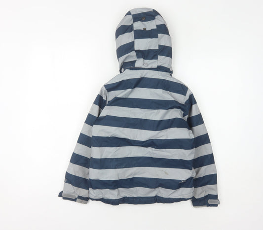 Trespass Boys Blue Striped Parka Jacket 5-6 Years Waterproof