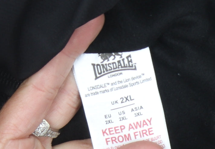 Lonsdale Men's Black 2XL Puffer Jacket with Zip
