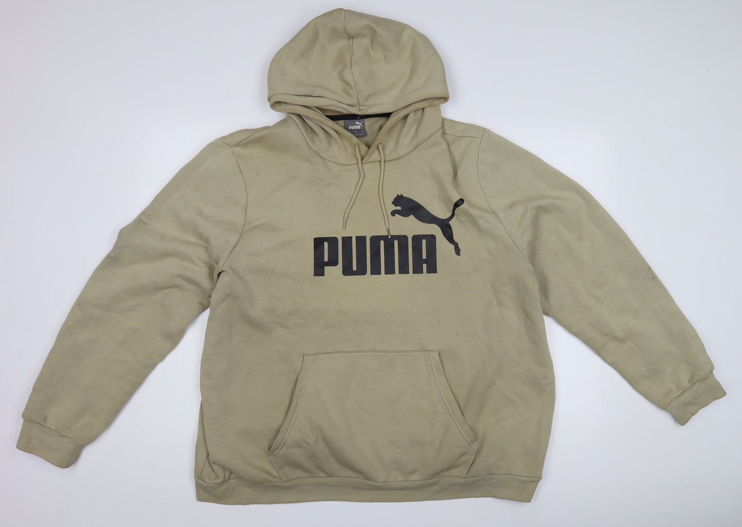 Puma Men's Beige 2XL Pullover Hoodie with Logo