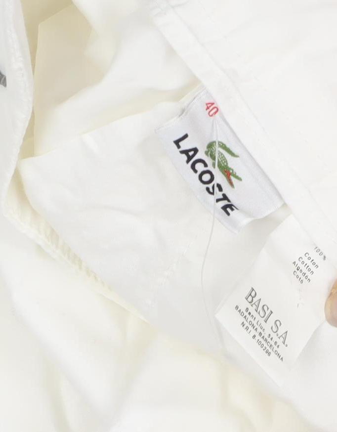 Lacoste Women's White Cotton Trousers, Size 12, Good Condition