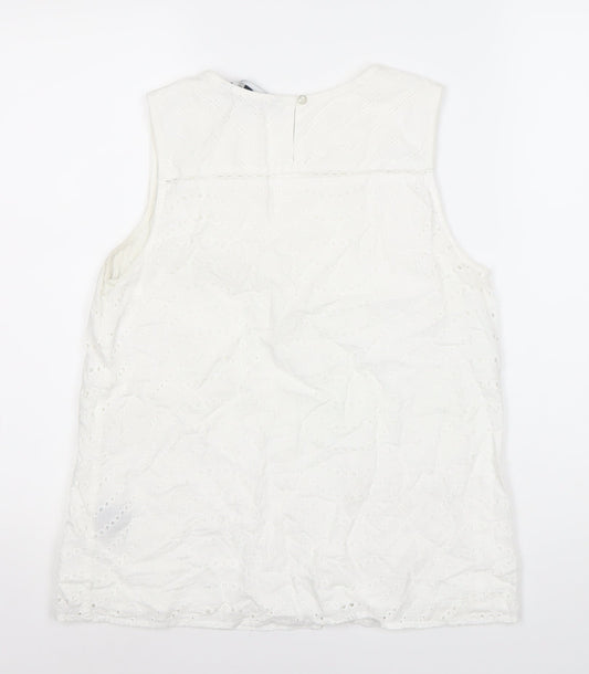 J.Crew Women's White Cotton V-Neck Blouse Size 12