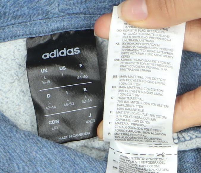 Adidas Women's Blue Pullover Hoodie, Size 16, Casual Sporty Style