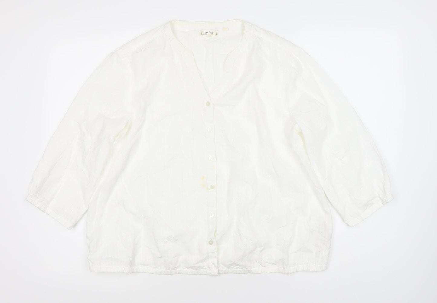Fat Face Women's White Cotton Blouse Size 12 Casual