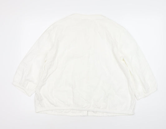 Fat Face Women's White Cotton Blouse Size 12 Casual