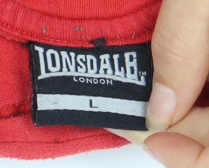 Lonsdale Men's Red Pullover Hoodie, Size L