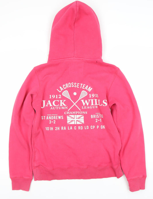 Jack Wills Women's Pink Graphic Print Hoodie Size 10