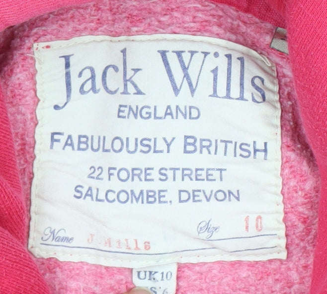 Jack Wills Women's Pink Graphic Print Hoodie Size 10