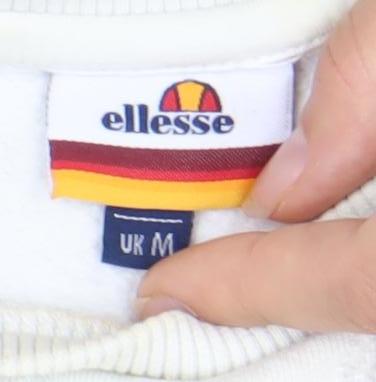 Close-up detail of Ellesse Women's White Medium Pullover Sweatshirt
