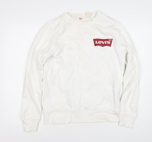 Levi's Men's White Pullover Sweatshirt S, Classic Logo