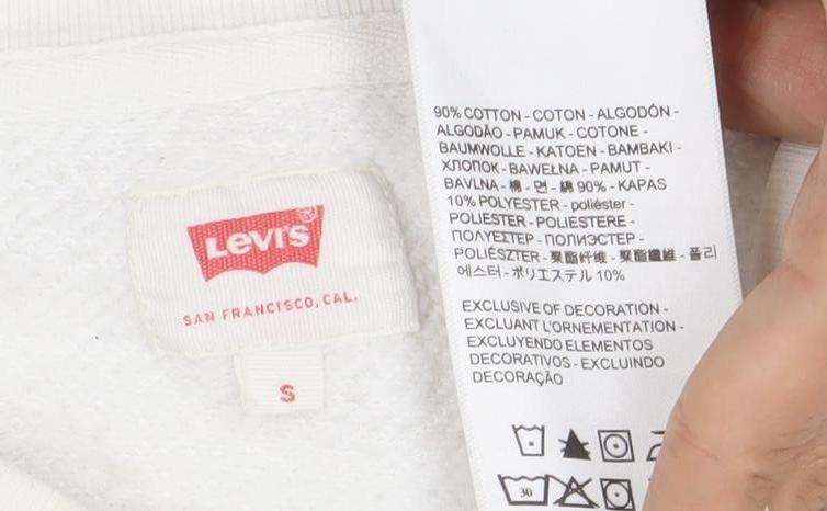 Levi's Men's White Pullover Sweatshirt S, Classic Logo