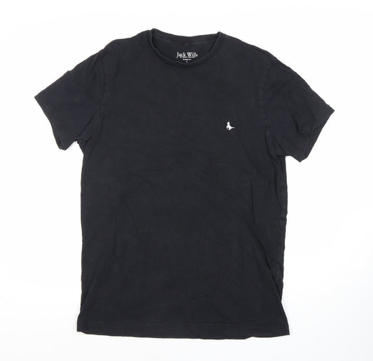 Jack Wills Men's Black Cotton Classic Fit T-Shirt, Size S