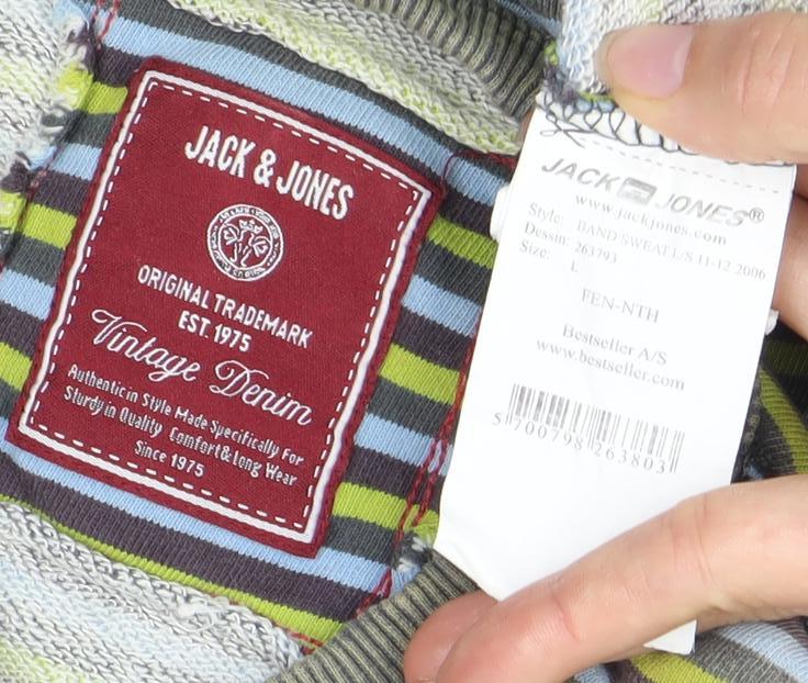 Jack & Jones Men's Multicoloured Striped Sweatshirt, S